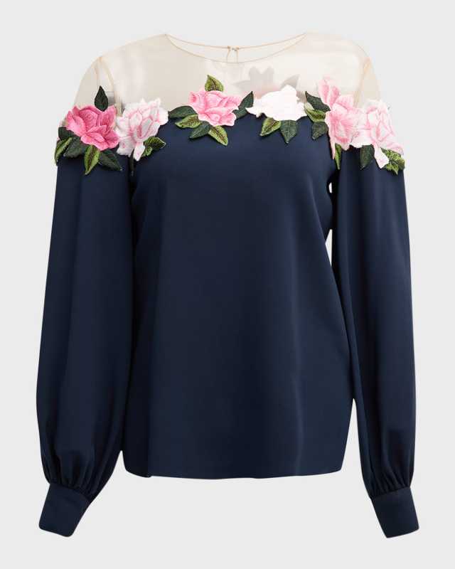 Gardenia Embroidered Illusion Blouse
